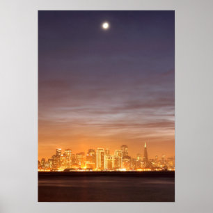 Póster Lua que ajusta-se sobre San Francisco em dezembro