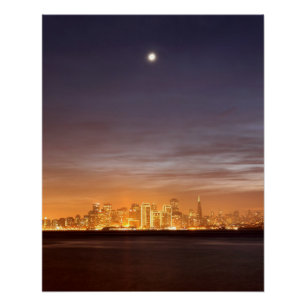 Póster Lua que ajusta-se sobre San Francisco em dezembro
