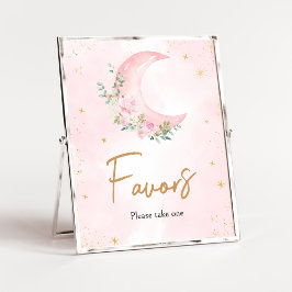 Poster Lua rosa e Chás de fraldas de estrelas