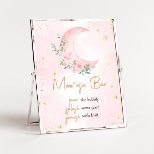 Poster Lua rosa e estrelas Chá de fraldas mãe Bar Osa