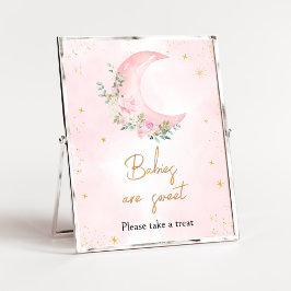 Poster Lua rosa e estrelas Chás de fraldas Os bebês são d