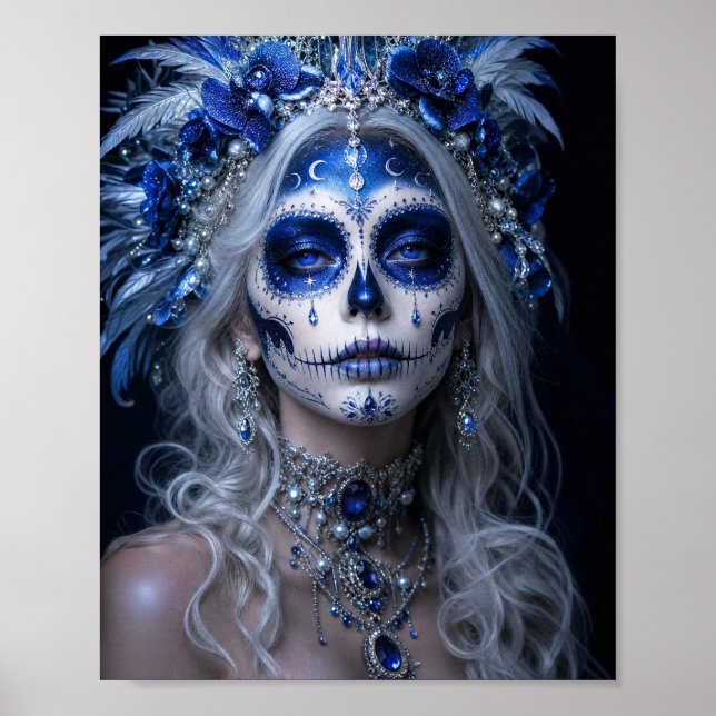 Poster Lua Safira Calavera – Dia Celestial Azul da (Frente)