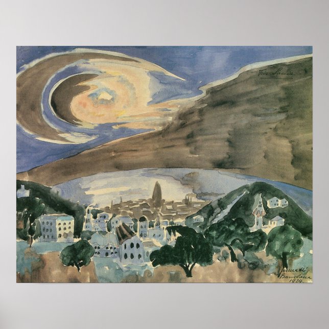 Poster Lua sobre Barcelona por Walter Gramatte (Frente)