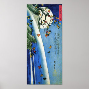 Poster Lua sobre cachoeira, Hiroshige, Ukiyo-e