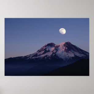 Poster Lua sobre o Monte Rainier