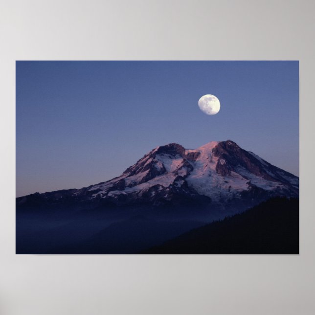 Poster Lua sobre o Monte Rainier (Frente)