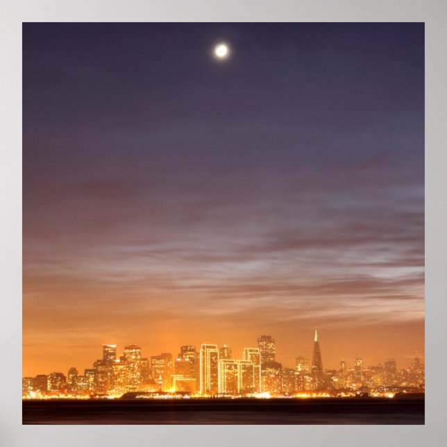 Póster Lua sobre São Francisco em dezembro nebuloso (Frente)