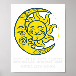 Poster Lua Solar Eclipse 2024 Totalidade abril 8 Mulheres