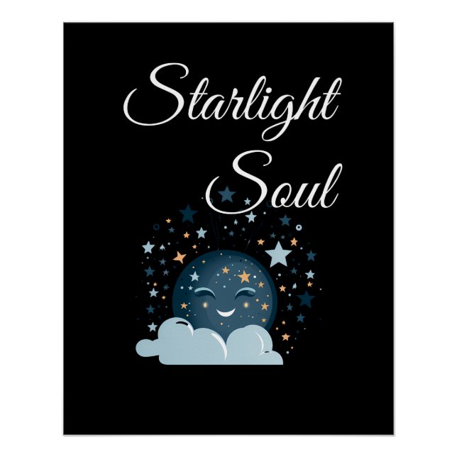 Póster lua sorridente com mulheres noturnas sonhadoras e  (Frente)