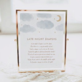 Poster Lua Stars Chá de fraldas Fraldas Noturnas Tarde