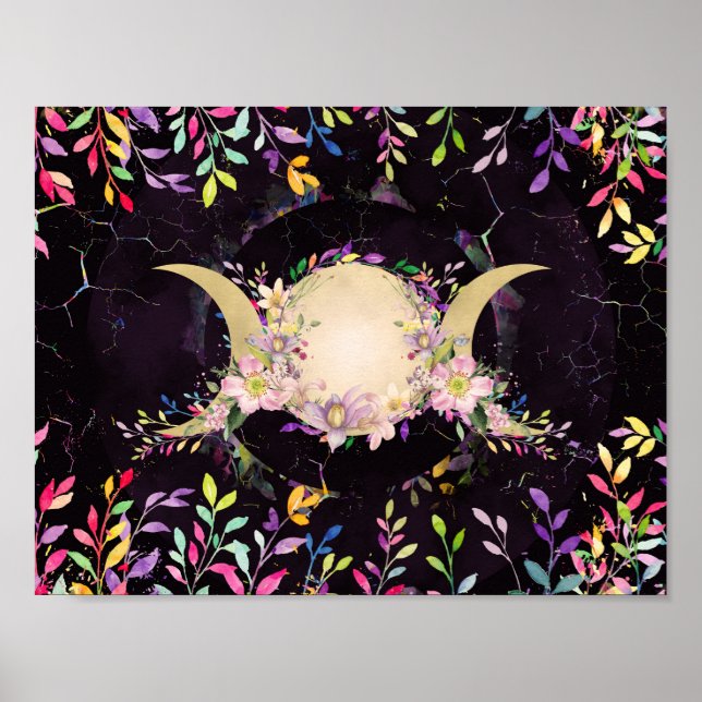 Poster Lua tripla - Deusa tripla - Cores d'água (Frente)