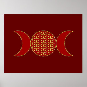 Poster Lua Tripla Mágica - Flor Espiritual Da Vida 1 Hood