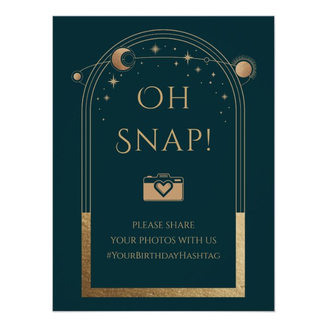 Póster Lua Verde Celestial, Dourada Sol Stars Oh Snap (Frente)