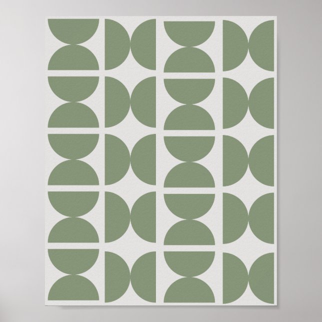 Poster Lua Verde Contemporânea com Sage Metade Lua 70 (Frente)