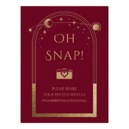 Póster Lua Vermelha Celestial Dourada Sol Stars Oh Snap