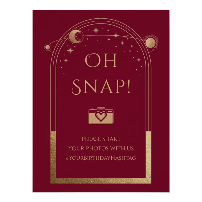 Póster Lua Vermelha Celestial Dourada Sol Stars Oh Snap (Frente)