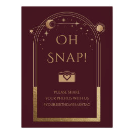 Póster Lua Vermelha Celestial Dourada Sol Stars Oh Snap