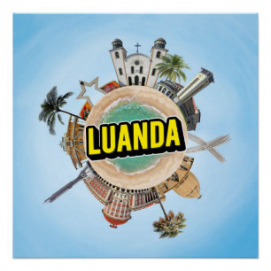 Póster Luanda minúsculo pequeno planeta ponto de referênc