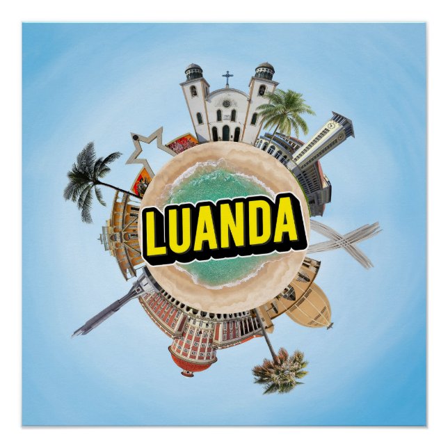 Póster Luanda minúsculo pequeno planeta ponto de referênc (Frente)