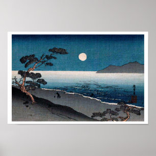 Poster Luar e Solitário Shore, Hiroshige, Ukiyo-e