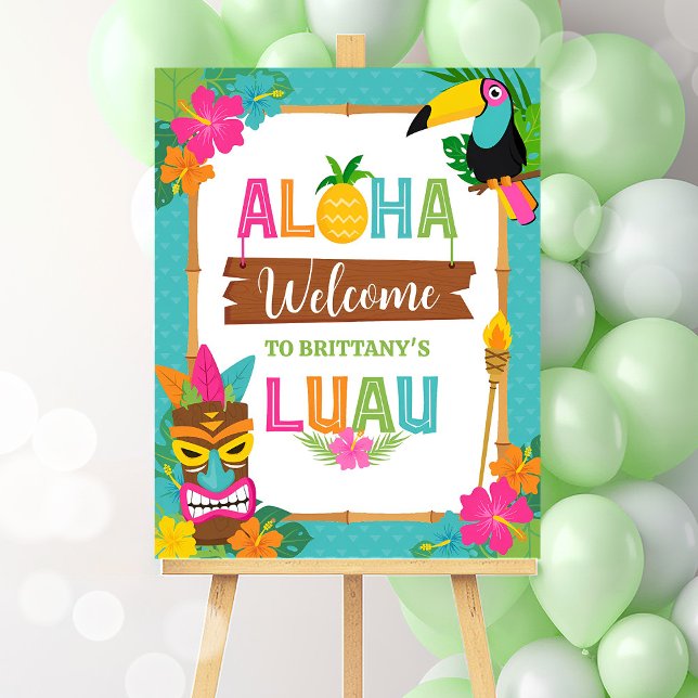 Poster Luau Aloha Havaiano, Dia de Aniversário Tropical B (Criador carregado)