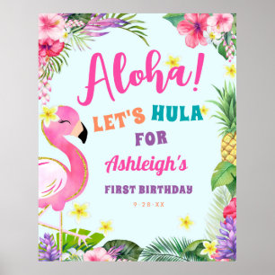 Poster Luau Birthday - Sinal de Boas-Vindas Tropicais