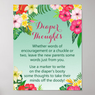 Poster Luau - Sinal de Chá de fraldas Tropical