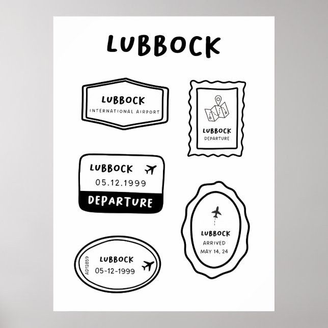 Poster Lubbock - Coleção de Carimbo de Viagem | Design de (Frente)