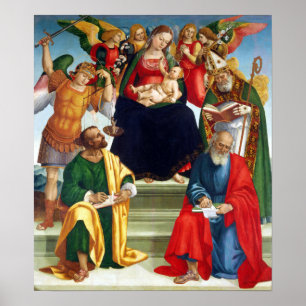 Poster Luca Signorelli Madonna e Child com Santos