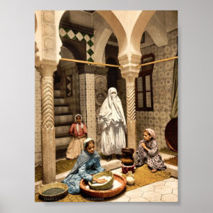 Poster Luce Ben Aben, mulheres do Moorish que preparam o