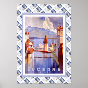 Poster Lucerna Railway suíça de Luzern do vintage