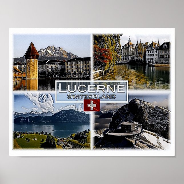 Poster Lucerne - Switzerland - Mosaic - (Frente)
