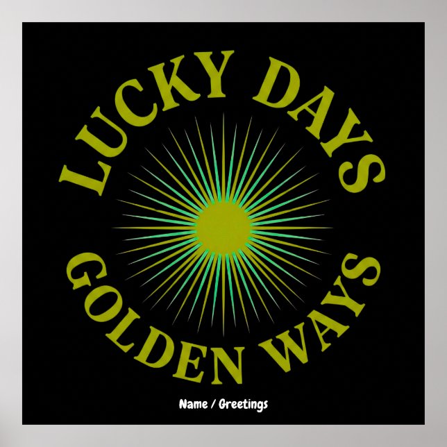 Poster Lucky Days & Golden Ways Retro Sunburst Heritage  (Frente)