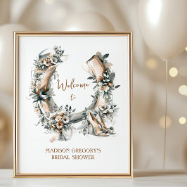 Poster Lucky Floral Horseshoe Derby Bridal Shower Welcome