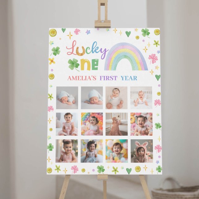 Poster Lucky One Rainbow Birthday - Sinal de Foto Milesto (Criador carregado)