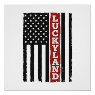 Póster Luckyland Bandeira Patriótica Vertical Vintage