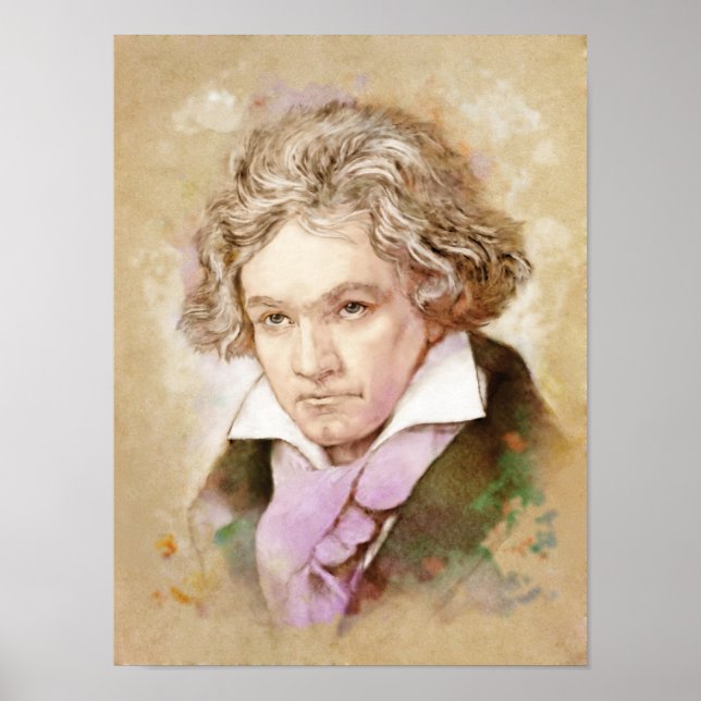 Poster Ludwig van Beethoven Portrait im Aquarell Style (Frente)