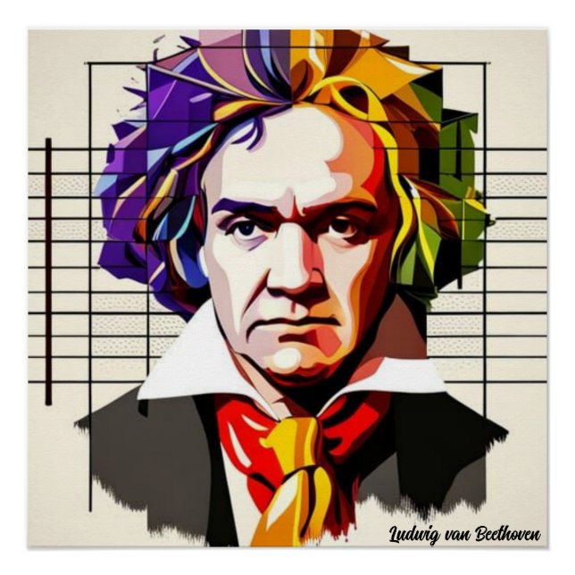 Póster Ludwig van Beethoven Vibrant Único (Frente)