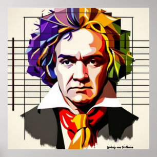 Poster Ludwig van Beethoven Vibrant Único 40"x40"