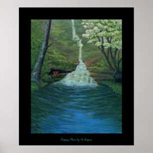 Póster Lugar Feliz - Pintura em Cascata