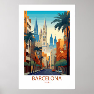 Poster Lugares de Viagem Famosos da Espanha de Barcelona