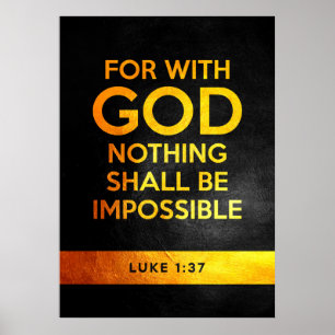 Poster Luke 1:37 Bíblia Verso