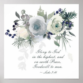 Poster Luke 2:14 "Glória a Deus" White Rose Natal