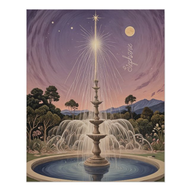 Póster Lullaby Personalizado da Fonte de lavandas (Frente)