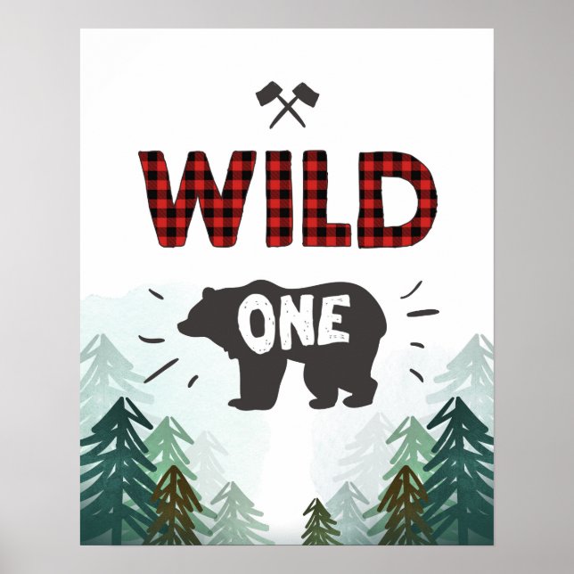 Poster Lumberjack Wild One Forest Tres Wild Um Sinal (Frente)