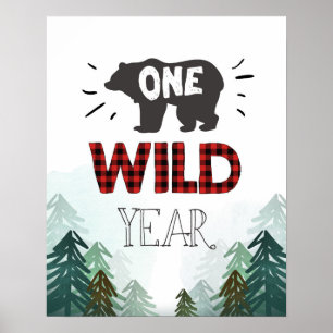 Poster Lumberjack Wild One Forest Um Sinal de Ano Selvage