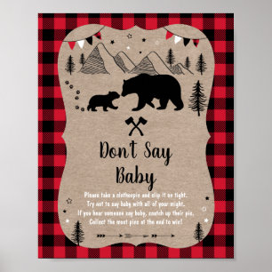 Poster Lumberjack Woodland Bear não diz jogo de bebê