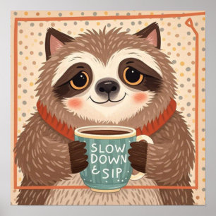 Poster Luminosidade de cartoon branca com olhos sonolento