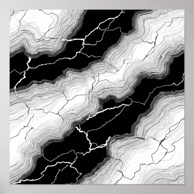 Poster Luminous Molten Flow Decoupage Template Line Art (Frente)