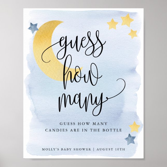 Poster Luna Cheia, Jogo de Adivinhação Azul (Frente)